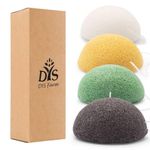 Natural Konjac Sponge Set Konjac Facial deep Cleansing and Exfoliation for Skin Care Konjac Exfoliating Organic Facial Sponge Set Washing Puff for Shower Bath SPA 4 Colors (K4-1)