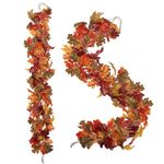 4 pcs Artificial Oak Leaves Garland, Autumn Decoration Fall Decor 5.2ft Fake Hanging Plant, Faux Vines for Home, Wall, Fireplace, Thanksgiving, Halloween, Party, Backdrop, Wedding