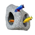 SpringSmart Aquarium Hideaway Rock Cave for Aquatic Pets to Breed, Play and Rest, Safe and Non-Toxic Ceramic Fish Tank Ornaments, Decor Stone for Aquascape