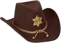 Novelty Felt Cowboy Sheriff's Hat - Fun Party Outfit Costume with Gold Braid for Halloween, Office Parties