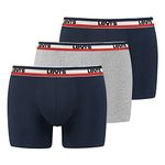 LEVIS Men's Boxer, Navy/Grey Melange, S (Pack of 3)