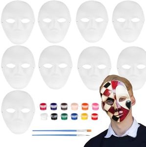 Aszaui 12 Piezas Papel Blanco Bricolaje Máscara de Pulpa en Blanco,Máscara de Pintada,Máscaras Pintada a Mano, DIY Máscara Blanca Niños Adultos, para Cosplay, Carnaval, Fiesta(24 * 18cm)