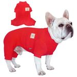 TONY HOBY Dog Pajamas, 4 Legged Dog Pajamas with Thermal, Cotton Pet Clothes for Small Medium Dog (Red, S)