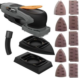 Onemana 2-in-1 Detail Sander & Palm Sander, Brushless Electric Orbital Sander with 4000-10000 OPM, Dust Collection, 20PCS Sandpapers for Woodworking & Tight Spaces, Ergonomic Symmetrical Design