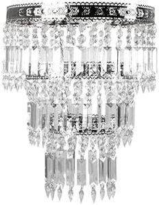 Tadpoles Faux-Crystal & Chrome Queen's Crown Shade, Large, Chandelier Style