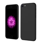 LIRAMARK Silicone Soft Back Cover Case for Apple iPhone SE 2020/2022 / iPhone 7 / iPhone 8 (Silicone Black)