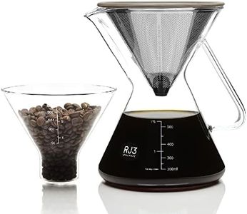 ovalware Pour Over Coffee Maker Set | 17oz / 0.5L Borosilicate Carafe with 304 Stainless Steel Filter and Precision Measuring Cup | Glass Coffee Dripper for Home Brewing
