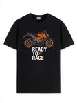 ADRO Men's Biker Design Printed 100% Cotton T-Shirt - Regular Fit, Printed T-shirts for men (RN24-KTM-BL_Black_2XL)