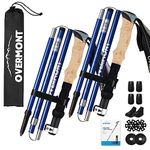 Overmont Walking Poles - 2 Pack Collapsible Aluminum Walking Sticks for Women Men with Quick Lock System,7075 Aluminum, Foldable, Ultralight For Hiking/Camping/Mountaining/Backpacking/Trekking