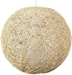 Modern Small Cream Lattice Wicker Rattan Globe Ball Style Ceiling Pendant Light Lampshade