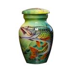 Urn for Human Ashes, Bass Fish Cremation Urn with Velvet Bag, Bass Keepsake Funeral Urn