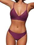 CUPSHE Women's Bikini Set Sexy Lace Up Triangle Bikini Two Piece Swimwear Bathing Suits Purple M