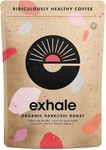 EXHALE Organic Ground Coffee - 450G PACK - Mycotoxin Free Single Origin and 100% Arabica Beans. For Cafetiere, Filter or AeroPress (Dark Roast)