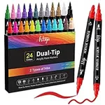 24 Colors Acrylic Paint Pens, Dual 