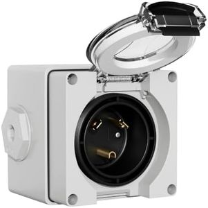 YICTENCRD 30 Amp Generator Power Inlet Box, NEMA TT-30P 125V Power Inlet Plug with Cover, 2 Pole 3 Wire Grounding, Weather Resistant Outdoor Power Inlet for Generator, RV, Trailer, ETL Listed
