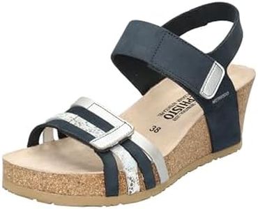 Mephisto Women's Lucia Wedge Sandal, Navy, 10 US