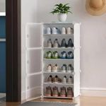 Sunderlook Portable Shoe Rack for Home Plastic – Shoe Rack Organizer, Shoe Storage Cabinet 12 Shelf DIY Shoe Rack with Door Outdoor for Heels/Shoes for Entryway,Hallway,Bedroom (WHITE, 6-SHELF-3-DOOR)