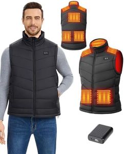HILLSLTR Heated Vest for Men with 18400mAh 7.4V Battery Pack，Lightweight Mens Heated Vest Electric Warming Vest with Pockets,L