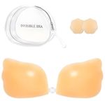 Adhesive Bra Strapless Ultra Sticky Invisible Push up Silicone Bra Reusable for Backless Dress (UK, Cup & Band, B, Creme)