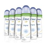 Dove Original with ¼ Moisturising Cream Compressed Anti-perspirant Aerosol Deodorant with a Subtle, Fresh Fragrance 75 ml (6x 75ml)