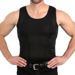 CCW Tactical Concealed Carry Holster Tank Top | Secure Hook & Loop Pocket with Large Storage | Mens Tank Top, Black, Medium