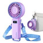 Diveblues Turbo Portable Handheld Fan, 100 Speed Stepless High Speed Hand Held Fan, 12H Cooling Rechargeable Mini Fan, 180° Foldable Neck & Desk Fan, LED Display, Travel Essentials, Gifts