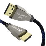 LcueGuk 8K HDMI 2.1 Cable, 48Gbps Ultra High Speed Cord, Nylon Braided HDMI Cord, Support 8K 60Hz 4K 120Hz 144Hz, Dolby Vision HDR10, eARC, Compatible with UHD TV/Blu-ray/PS5 Xbox Projector-2 Meter