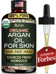 Ella & Eden Organic Moroccan Argan Oil - 100% Pure Cold-Pressed USDA Certified Unrefined – for Hair, Face & Skin – 4 Fl Oz Glass Bottle