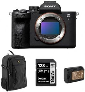 Sony Alpha a7 IV Full Frame Mirrorless Interchangeable Lens Digital 4K Camera, Black - Bundle with 128GB SD Memory Card, Extra Battery, Camera Backpack, Sony 1 Year Limited Warranty
