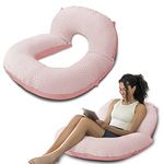 INSEN Reading Pillow, Back Pillow for Sitting in Bed for Reading, Nurse & Relax, Reading Pillow for Adults, Moms & Kids, Sit Up Pillow for Bed (Dot Velvet-Pink, Basic)