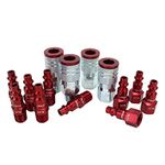 Milton Industries ColorFit Coupler & Plug Kit - (M-Style, Red) - 1/4" NPT, (14-Piece)