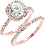 Elegant Engagement Wedding Ring Set studded with a total of 51, 1mm cubic zirconians and an 8mm centerstone.