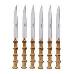 SABRE PARIS - Panda 6Pc Steak Knife Set - Premium Stainless Steel Knives - Serrated Knife Set - Bamboo Wood Handle