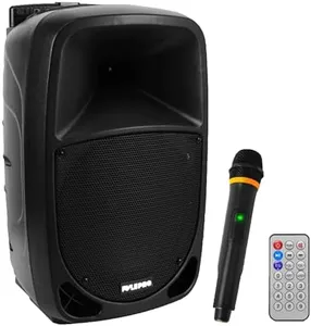 Pyle PSBT105A - 1000W Portable Bluetooth PA Speaker, 10'' Subwoofer, UHF Wireless Mic, MP3/USB/SD, Rechargeable Battery, LED Battery Indicator Lights, Black