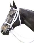 Intrepid International Exselle Horse Bridle - Durable Nylon Racehorse Bridle with Adjustable Rubber Grip Horse Reins, Cavesson & Curb Strap Attached - English Bridle Sets for Horses, White