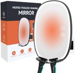 Heated Shower Mirror Fogless for Shaving, Lighted Shaving Mirror with 2 Holders, 5000mAh Rechargeable No Fog Mirror for Shower with Light, Black Adhesive Steam Free Shower Mirror Anti Fog 360°Rotation