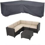 J&C Patio Sectional Sofa Covers, 420D Patio Furniture Covers for Sectional Heavy Duty, V Shaped Outdoor Furniture Cover Waterproof with Buckle Outdoor Sofa Cover Heavy Duty Grey 118x118 Inch