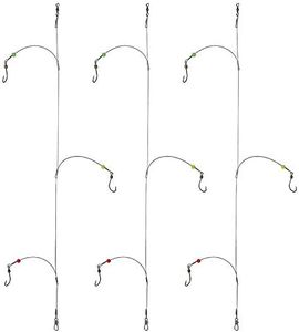 Dyxssm Fishing Hooks with Leader Rigging, Fishing Hook Line Stainless Steel Fishing Rigs Wire and Rig Hooks (10#, Style-B: 3 Hooks rig)