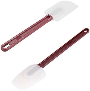 High Heat Resistant Silicone Scraper Spoon Commercial Spatula for Cooking, Rubber Spatula Set of 2 (9.5'')