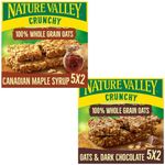 Breakfast Bar Bundle with Nature Valley Canadian Maple Syrup Cereal Bars 5x42g and Oats & Dark Chocolate Cereal Bars 5x42g (2 Pack)