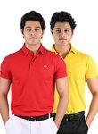 TRUEREVO Dryfit Textured Sports & Golf Tshirt for Men Pack of 2 (Red & Yellow, Medium)