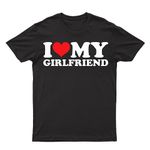 I Love My Girlfriend T-Shirt World's Best Girlfriend T-Shirt Soulmates Forever T-Shirt Men's Unisex Tee Love Top Black M