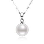 White Pearl Pendant Necklace Real F