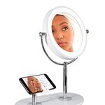 OttLite Natural Daylight LED Makeup Mirror, 1x/5x Magnification with QI Wireless Charger & USB Port