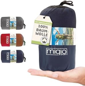 Miqio 2in1 Drap Sac de Couchage Coton avec Fermeture Éclair Continue (Joignable): Confort Léger Sac de Couchage et Couverture de Voyage XL en Un - Sac de Couchage d'Été Drap Intérieur (Bleu/Droite)