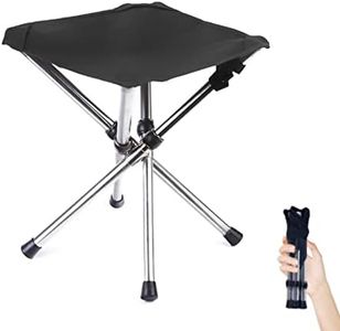 LUCKY CUP Camping Stool Small Retractable Folding Chair Foot Rest Stainless Steel Compact Lightweight Backpacking Stool with Carry Bag 12.6X12.6X13.8 inches