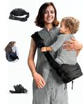 BaseSmall - Original 4-in-1 Toddler Sling Carrier, Shoulder Bag, Diaper Bag & Baby Hip Carrier - USA Safety-Certified Toddler Carrier Sling S-XXL, 6-48 Months/60lbs, 2-Way Toddler Carrier (Black)