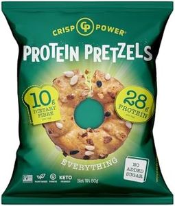 Crisp Power Protein Pretzels, Everything Flavour, High Protein Snack, 28g Protein, 10g Dietary Fibre, No Added Sugar, Vegan, Plant-Based, Keto, 50g, 6 Pack