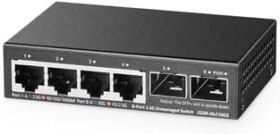 Binardat 4 Port 2.5G Switch with 2x10G SFP, 4x2.5 Gigabit Ethernet Ports, Ultra-Mini Size, Support Vlan, Metal Unmanaged Multi-Gigabit Desktop/Wallmount Network Switch