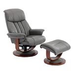 Morris Living Hereford Genuine Leather Swivel Reclining Chair and Matching Footstool (Grey)